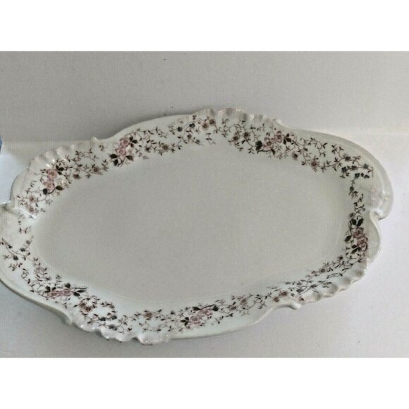 Antique Haviland Limoges 16" Serving Platter pre 1900 Pink, Blue,Yellow Forals - Picture 7 of 11